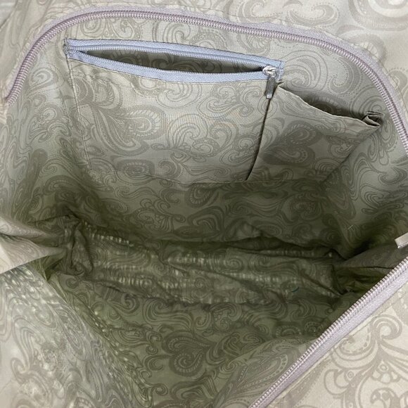 Raffia Blue Green Zip Top Tote Bag - Picture 5 of 7